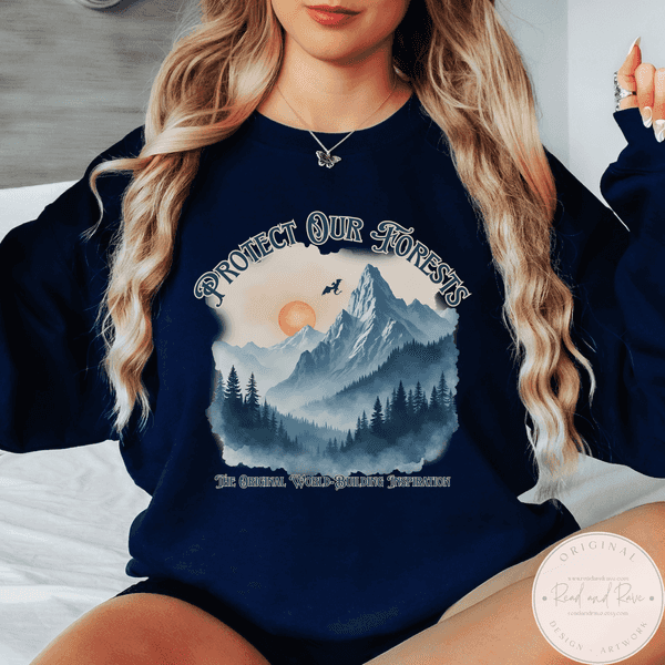 Forbidden Forests Protect Our National Parks Sweatshirt | Book Lover Crewneck Dragon Book Nook Librariancore Resist Tshirt Smoky Mountains Romantasy Book Related Gift