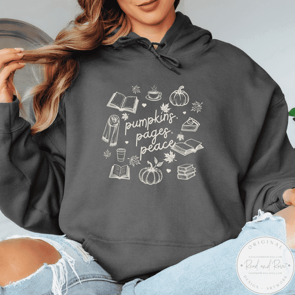 Pumpkins Pages Peace Fall Book Lover Hoodie