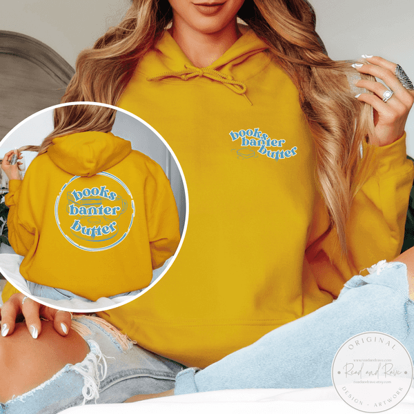 Books Banter Butter Gildan Hoodie Sweatshirt | Book Nerd Sweatshirt Butter Sweatshirt Butter Shirt Librocubicularist Salted Butter Tee Well Read Funny Book Lover Designs Book Related Gift