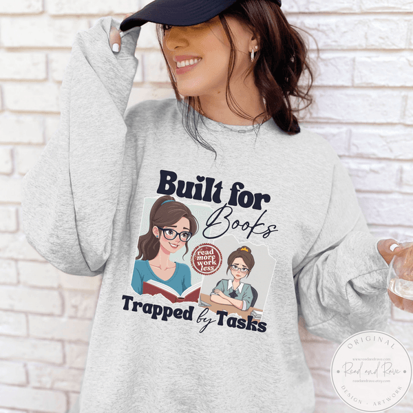 Built for Books Trapped by Tasks Crewneck Sweatshirt