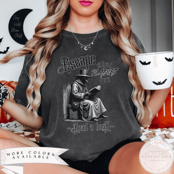 Escape What Plagues You Shirt | Plague Doctor Renaissance Faire Horror Summer Shirt Pastel Goth Shirt Medieval Whimsigoth Clothing SpookySeason Halloween Book Shirt