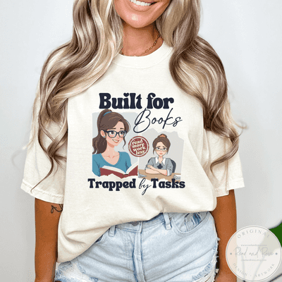 Built for Books Trapped by Tasks Shirt | Booktrovert Shirt Princesscore Library Shirt Fanfiction Book Club Shirt TBR Book Themed Gifts One More Chapter Bookish Merch