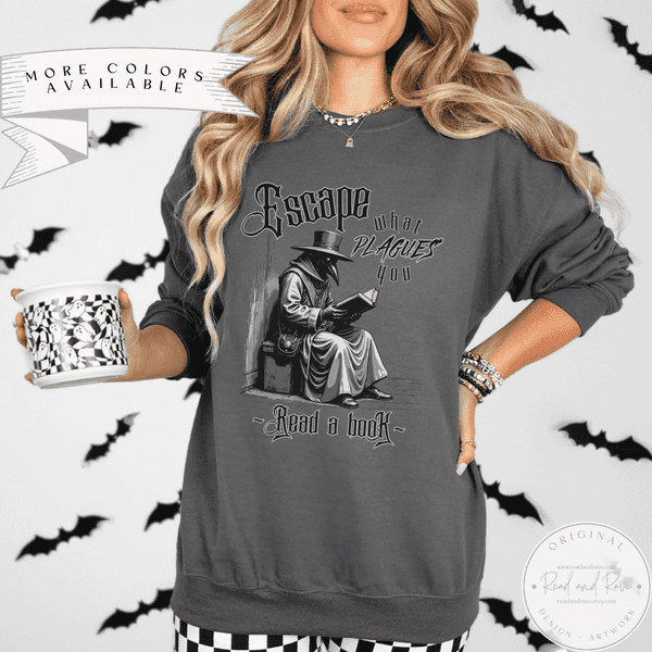 Escape What Plagues You Sweatshirt | Plague Doctor Renaissance Fair Halloween Crewneck Horror Summer Shirt Pastel Goth Shirt Medieval Whimsigoth Clothing SpookySeason