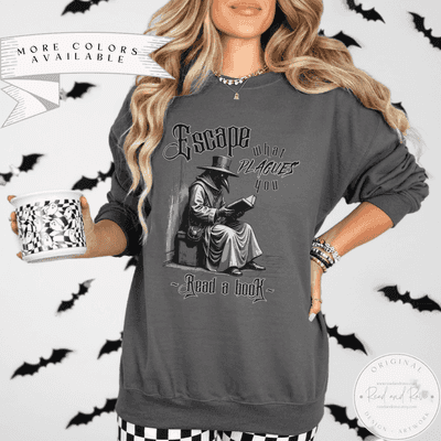 Escape What Plagues You Sweatshirt | Plague Doctor Renaissance Fair Halloween Crewneck Horror Summer Shirt Pastel Goth Shirt Medieval Whimsigoth Clothing SpookySeason
