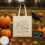 Pumpkins Pages Peace Fall Book Lover Tote Bag