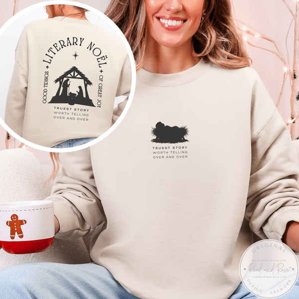 Literary Noël Manger Scene Nativity Sweatshirt
