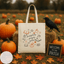 Pumpkins Pages Peace Fall Book Lover Tote Bag